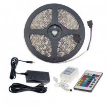 Kit Tira LED 24W 30LED/m 5m IP65 RGB con Mando, Controlador y Fuente de Alimentacin